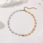 Stainless Steel Two Tone Square Pattern Choker