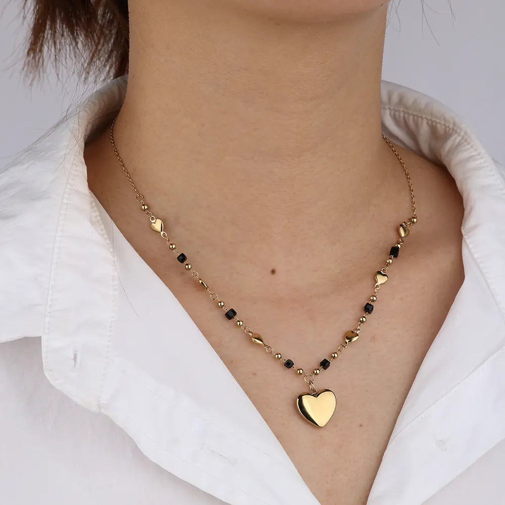 Stainless Steel Two Tone Heart Women Chain