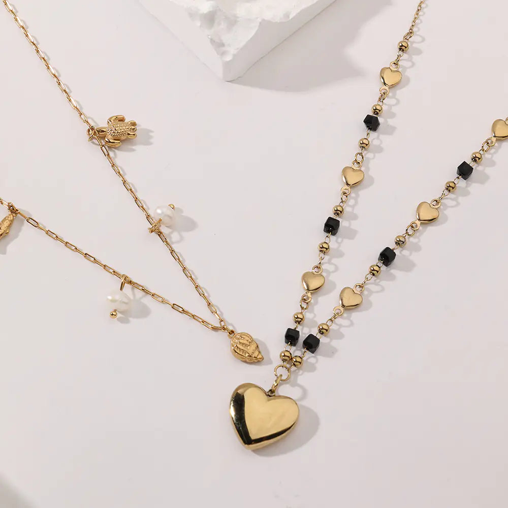 Stainless Steel Two Tone Heart Women Chain