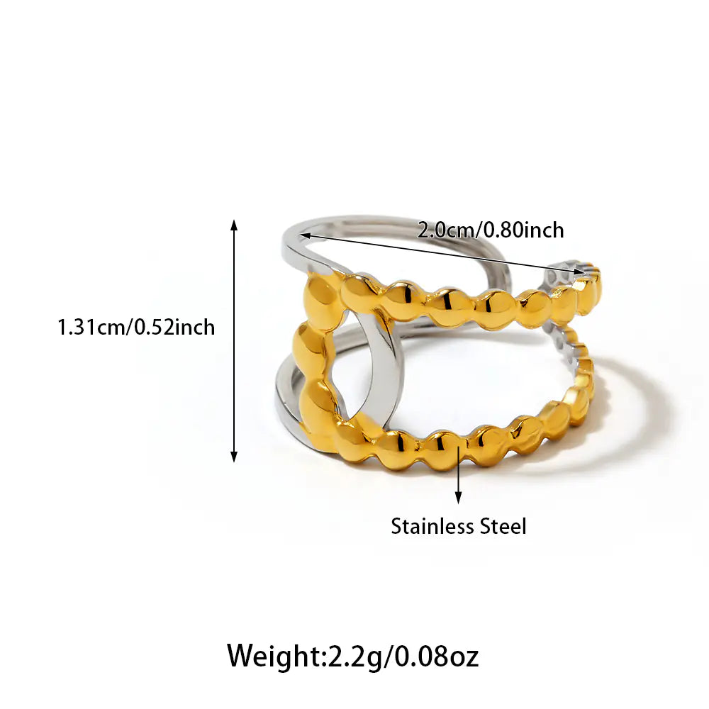 New Stainless Steel Two Tone Bead Opening Ring