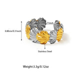 Hot Stainless Steel Two Tone Shell Ocean Adjustable Ring