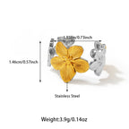 Stainless Steel Two Tone Flower Adjustable Ring