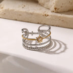 Stainless Steel Two Tone Four Line Sun Adjustable Ring