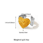 Stainless Steel Two Tone Striped Heart Adjustable Ring