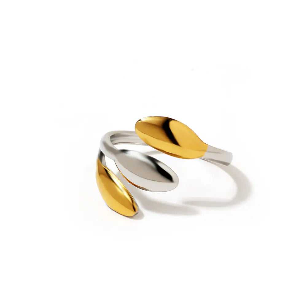 Stainless Steel Two Tone Three Bead Women Ring