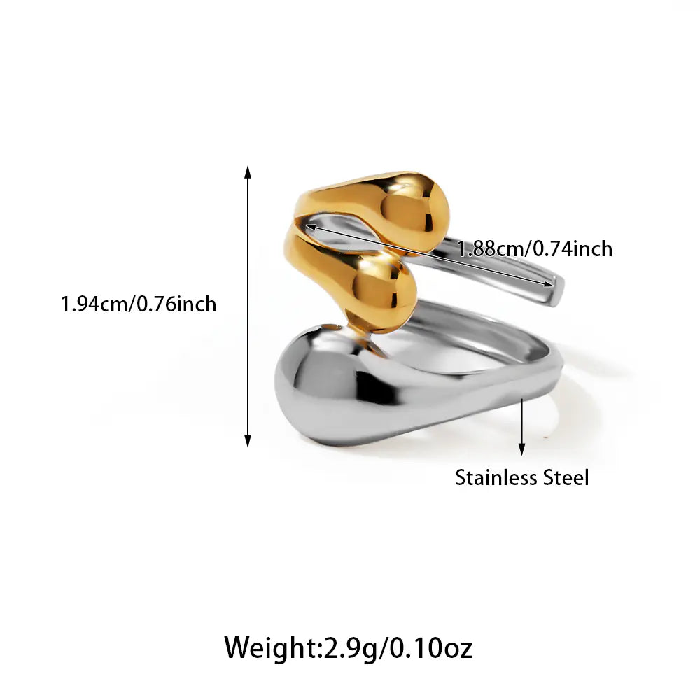 Stainless Steel Two Tone Three Bead Women Ring