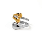 Stainless Steel Two Tone Three Bead Women Ring