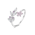 S925 leaf flower marquise CZ ring