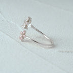 S925 leaf flower marquise CZ ring