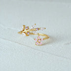 S925 leaf flower marquise CZ ring
