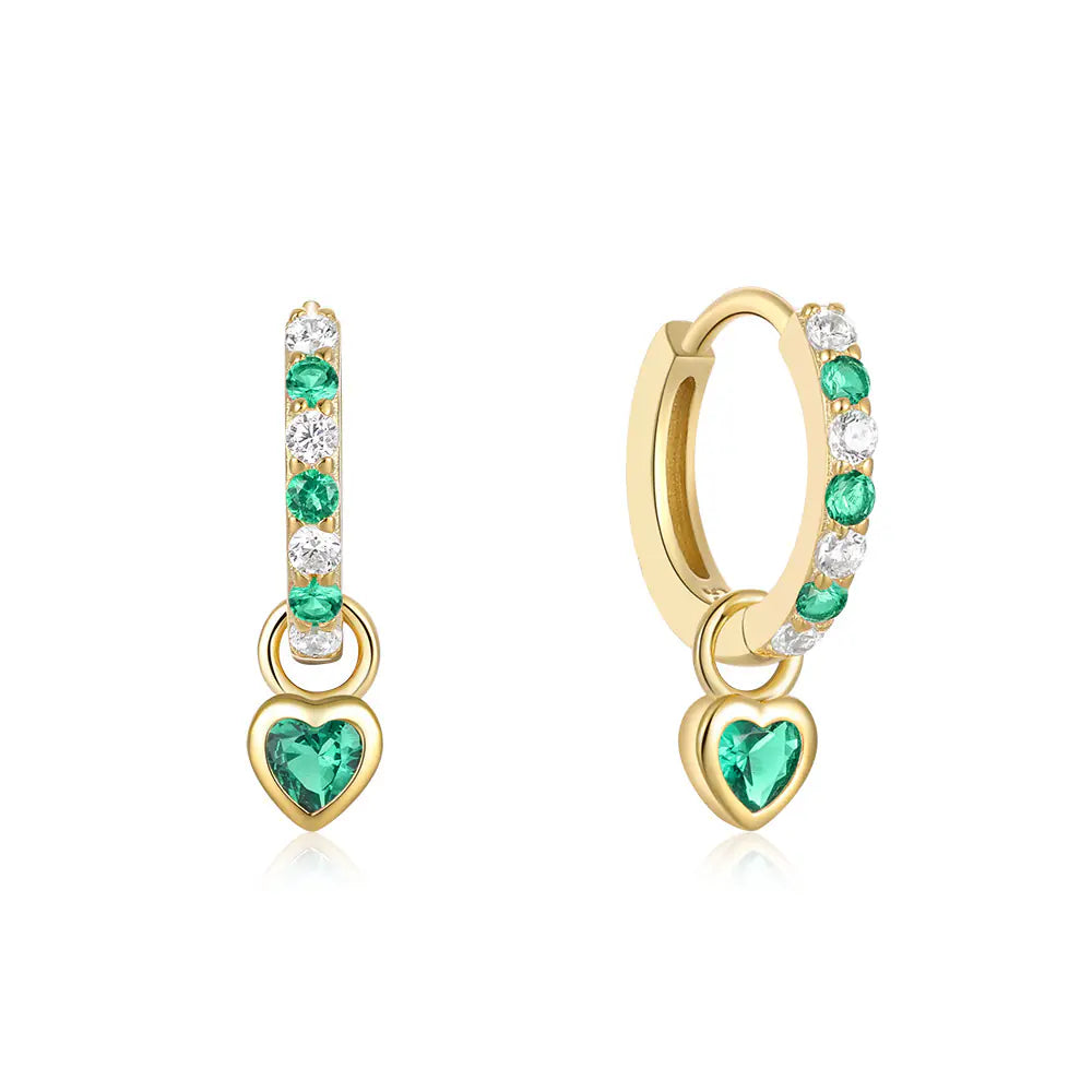 925 sterling silver diamond heart Hoop Earrings