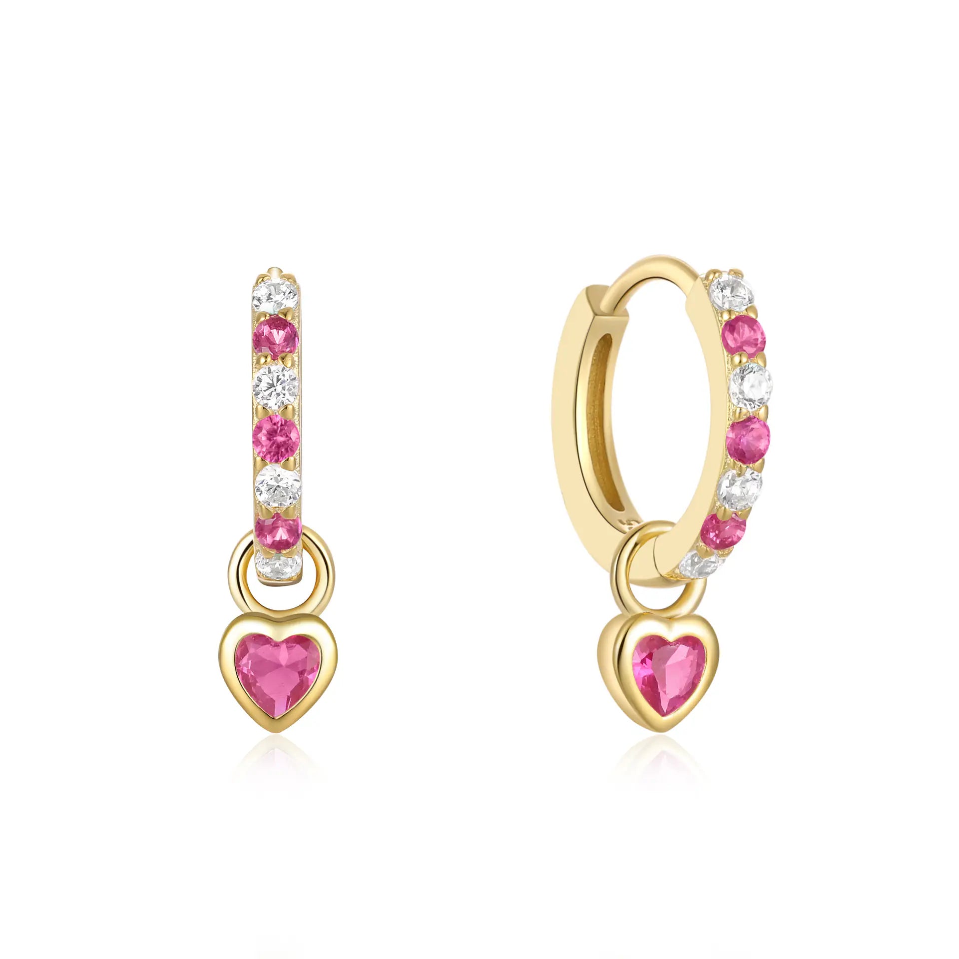 925 sterling silver diamond heart Hoop Earrings