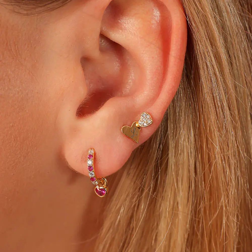 925 sterling silver diamond heart Hoop Earrings
