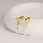 S925 Heart Oval Zircon Earrings