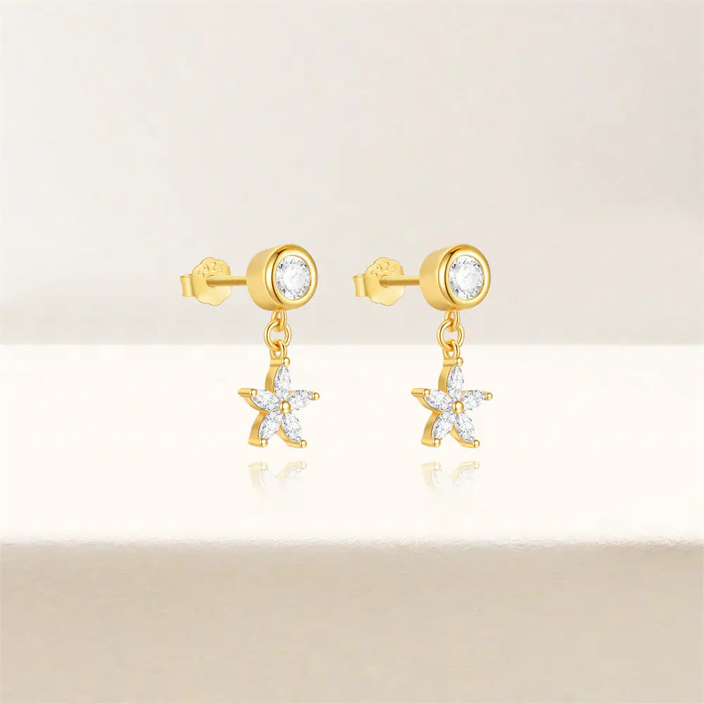 S925 Heart Oval Zircon Earrings