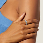 Hot Brass Iced Out CZ Rope Croissant Ring