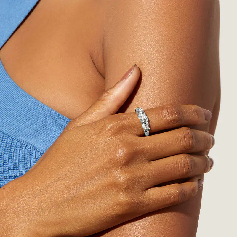 Hot Brass Iced Out CZ Rope Croissant Ring