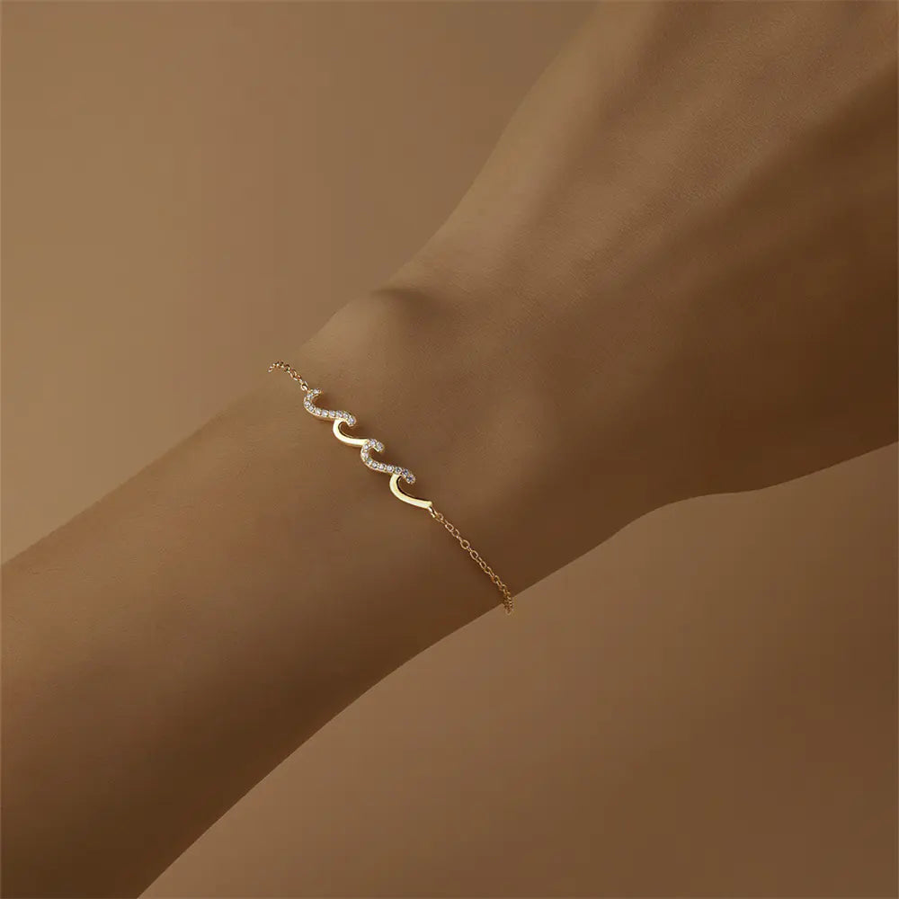 925 Silver Wave Diamond Bracelet