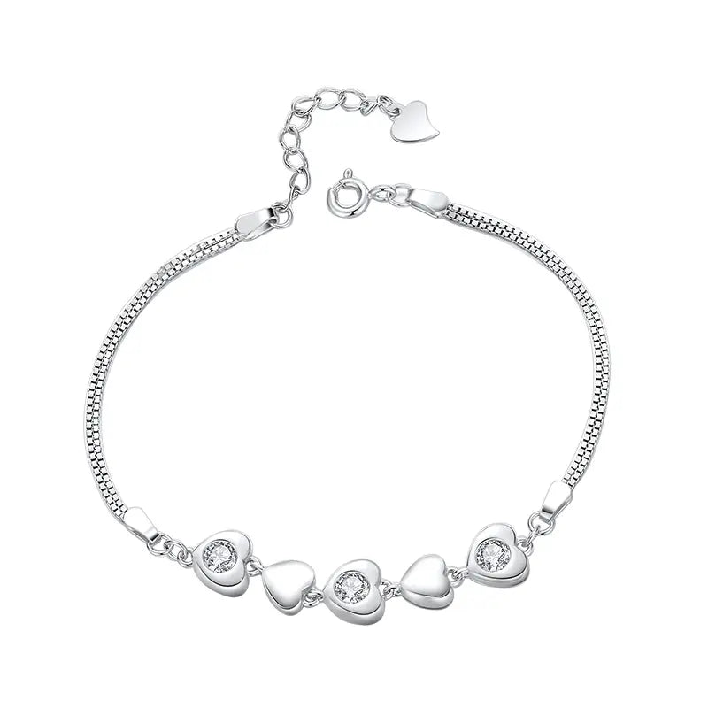 S925 Moissanite Triple Polished Iced Heart Bracelet