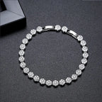 Hot 6mm Brass Iced Colorful CZ Flower Bracelet