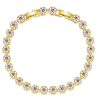 Hot 6mm Brass Iced Colorful CZ Flower Bracelet