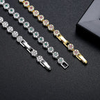 Hot 6mm Brass Iced Colorful CZ Flower Bracelet