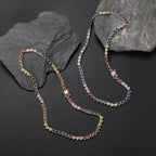 4mm Brass Colorful CZ Rainbow Heart Necklace
