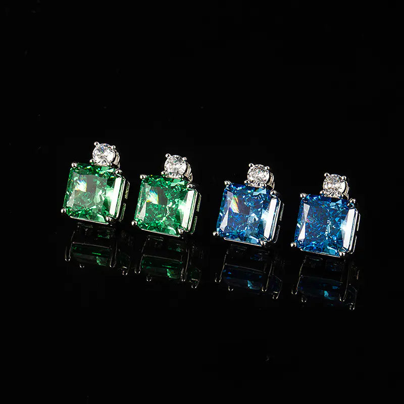 10mm Brass Colorful Square Stud Earrings