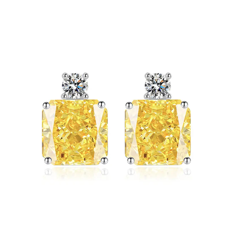 10mm Brass Multicolor Square CZ Stud Earrings