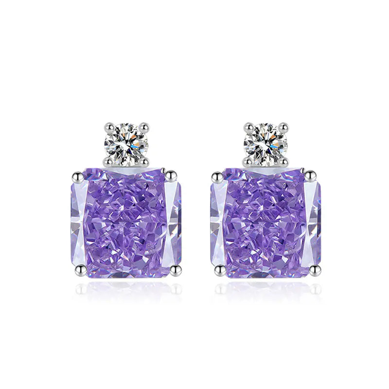 10mm Brass Multicolor Square CZ Stud Earrings