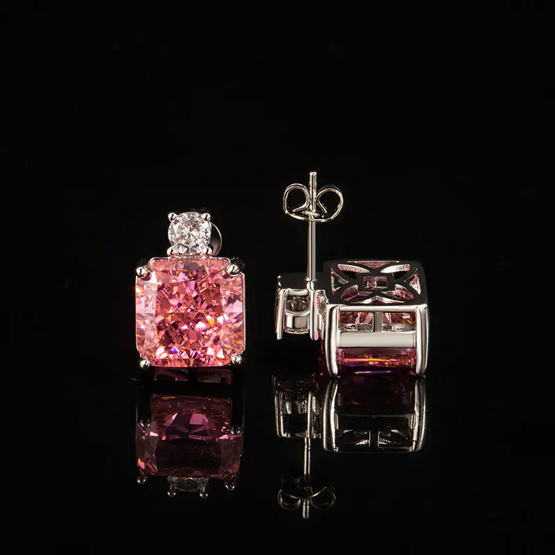 10mm Brass Colorful Square Stud Earrings