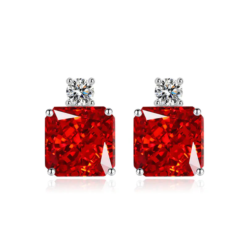 10mm Brass Multicolor Square CZ Stud Earrings