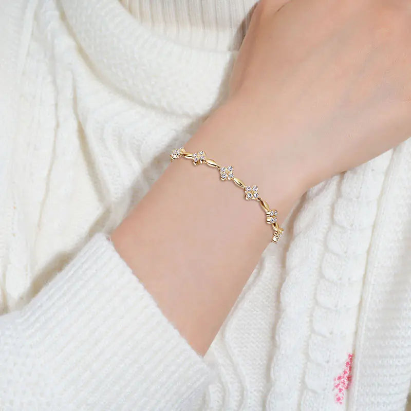 S925 silver moissanite bracelet clover bracelet