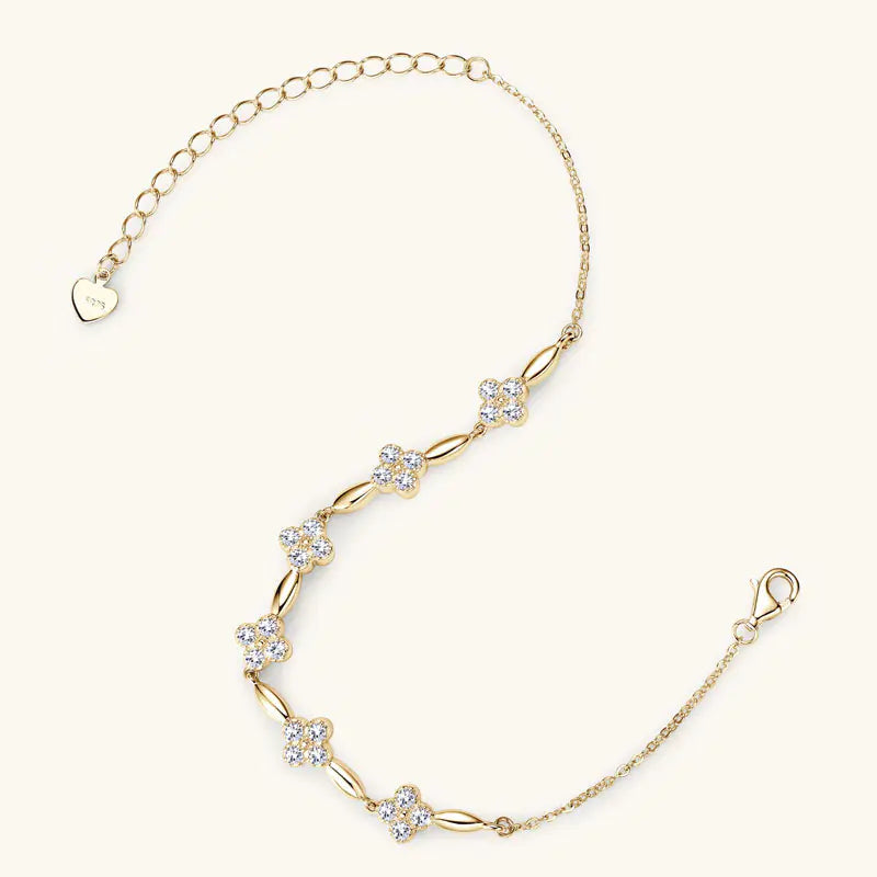 S925 silver moissanite bracelet clover bracelet