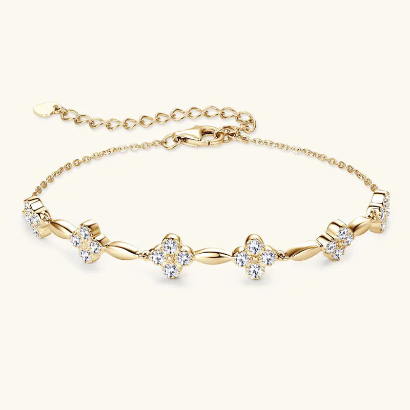 S925 silver moissanite bracelet clover bracelet