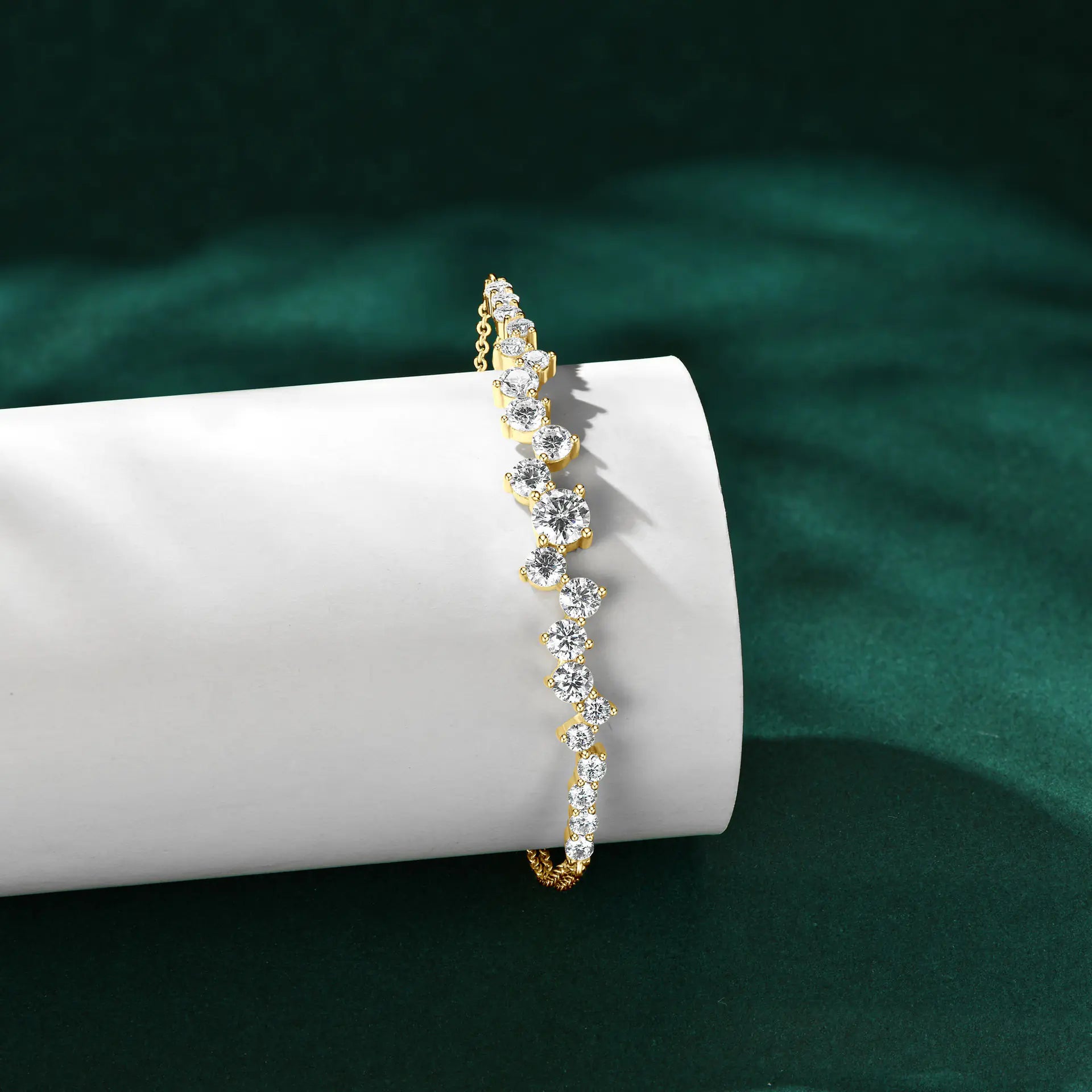 S925 large and small moissanite adjustable bracelet