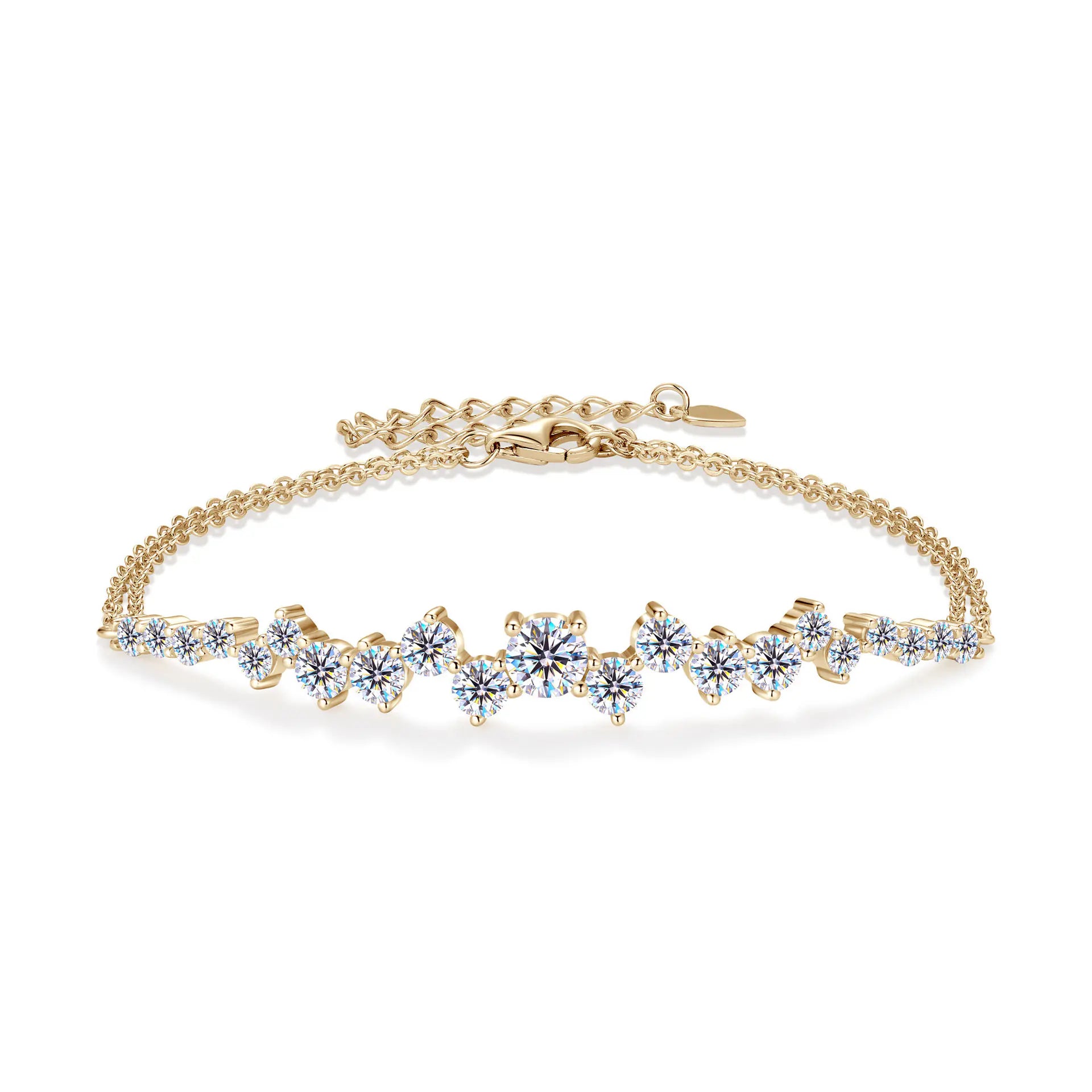 S925 large and small moissanite adjustable bracelet