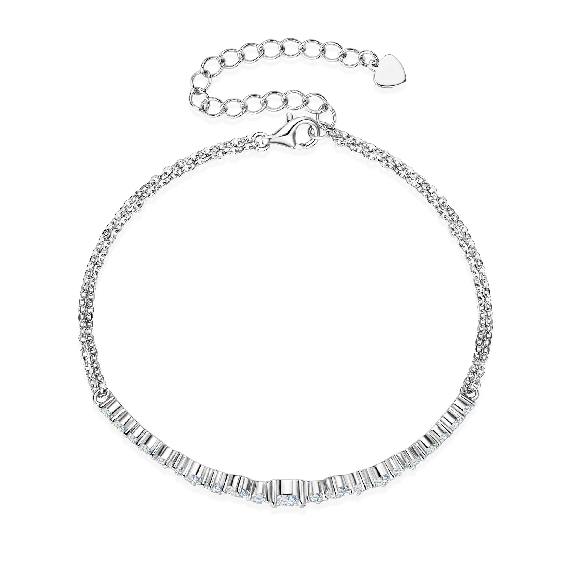 S925 large and small moissanite adjustable bracelet