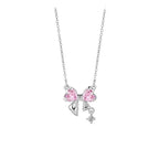 Brass Pink Zirconia Bow Necklace
