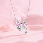 Brass Pink Zirconia Bow Necklace