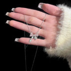 Brass Pink Zirconia Bow Necklace
