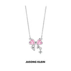 Brass Pink Zirconia Bow Necklace