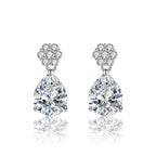 17mm Brass Colorful CZ Flower Pear Stud Earrings