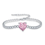 3mm Brass Colorful Heart Mirco Tennis Bracelet