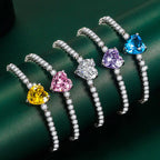 3mm Brass Colorful Heart Mirco Tennis Bracelet