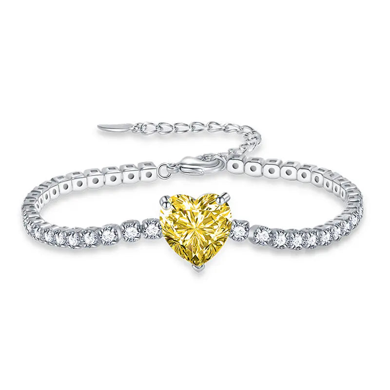 3mm Brass Colorful Heart Mirco Tennis Bracelet