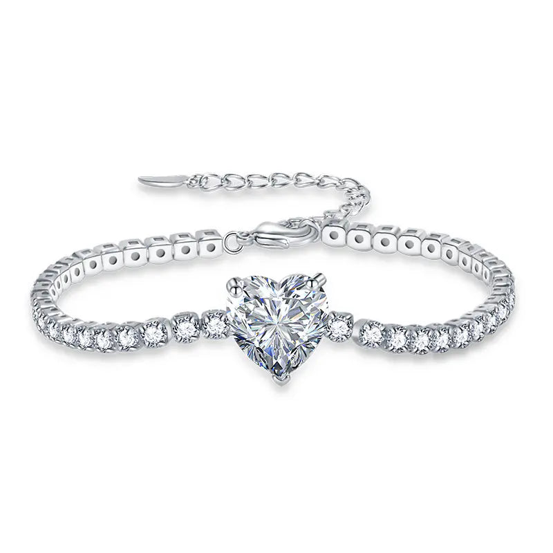 3mm Brass Colorful Heart Mirco Tennis Bracelet
