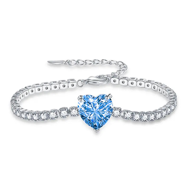 3mm Brass Colorful Heart Mirco Tennis Bracelet
