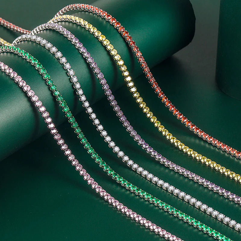 3mm Brass Colorful CZ Mirco Tennis Chain