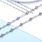 Fashion 925 Silver Purple CZ Diamond Shape Bracelet